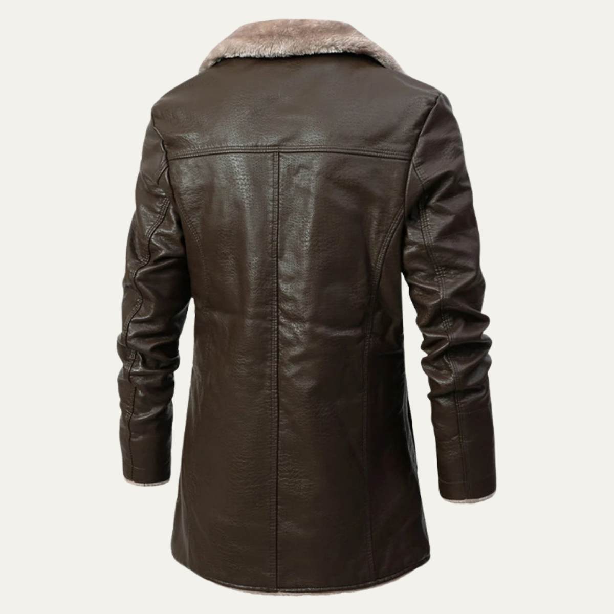 The Montefalco Men’s Button-Up Fur Lined Long Leather Winter Coat