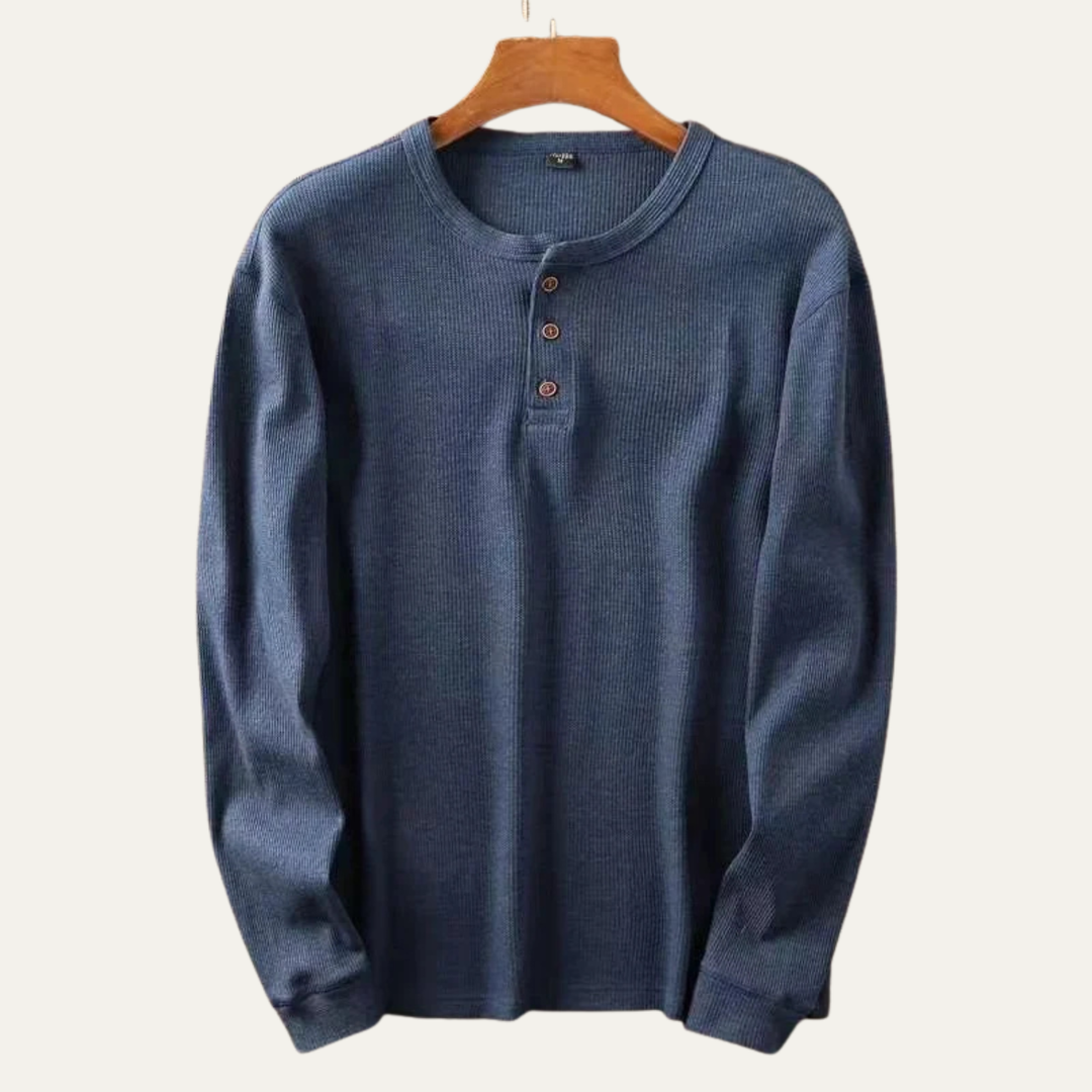 The Glenhurst Park Men’s Slim Fit Thermal Cotton Waffle Knit Henley Shirt