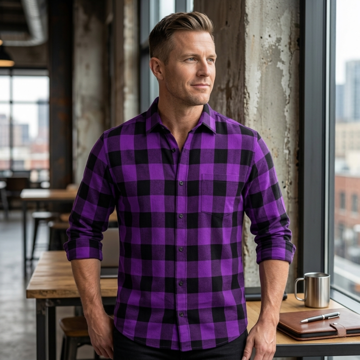 The Desenzano Men’s Trendy Plaid Button-Up Shirt