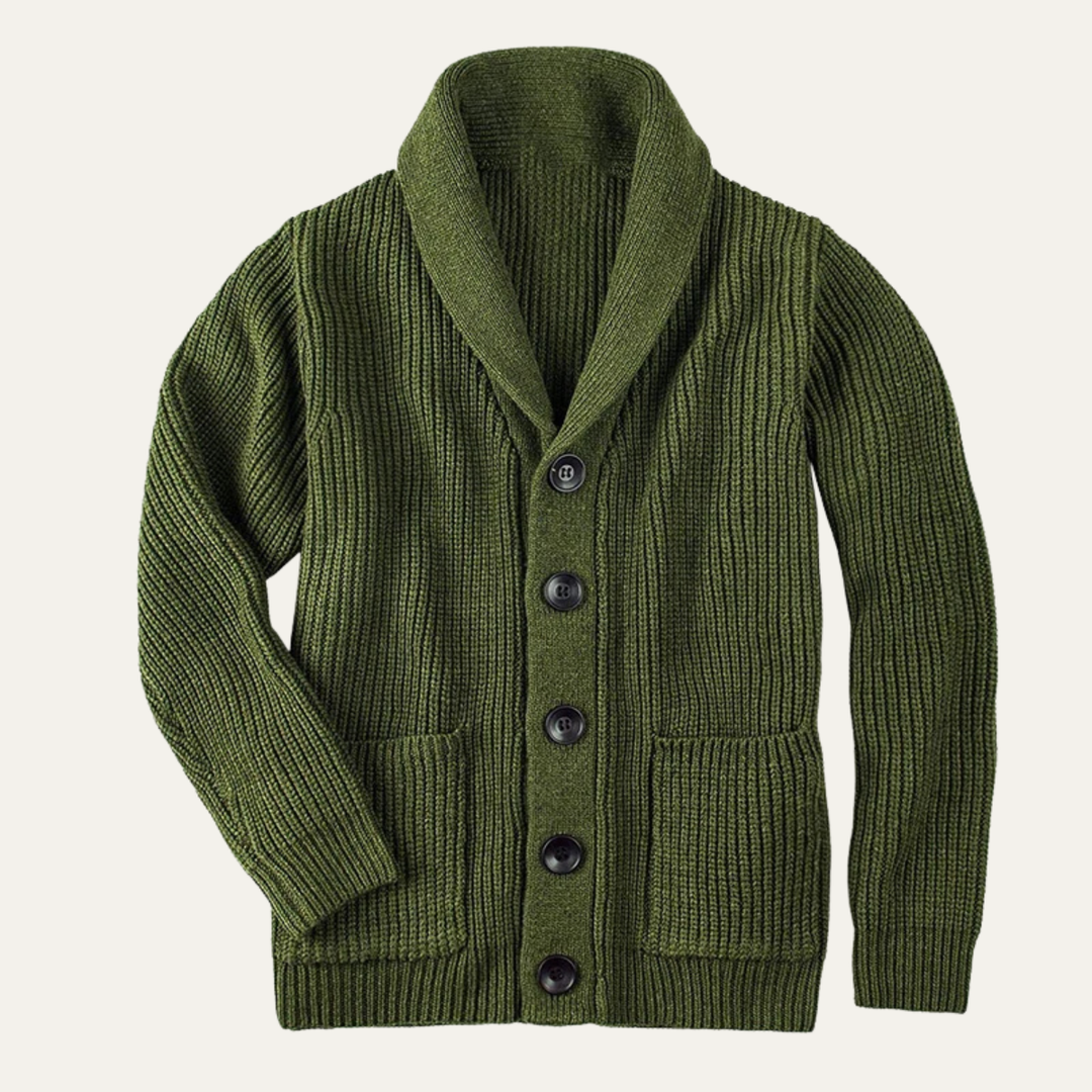 The Bardolino Men's Shawl Collar Knit Button Up Wool Cardigan