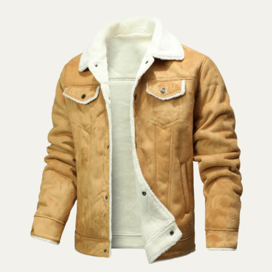 The Amelia Men’s Warm Casual Leather Sherpa Jacket