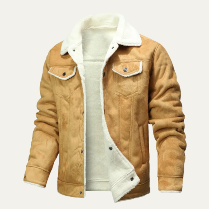 The Amelia Men’s Warm Casual Leather Sherpa Jacket