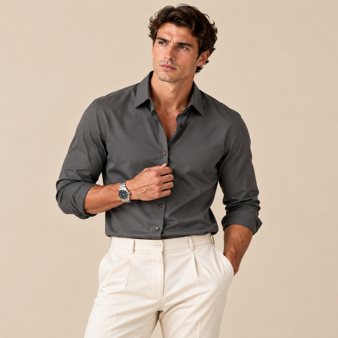 The Hawthorne Men’s Stretch Button Up Slim Fit Dress Shirt