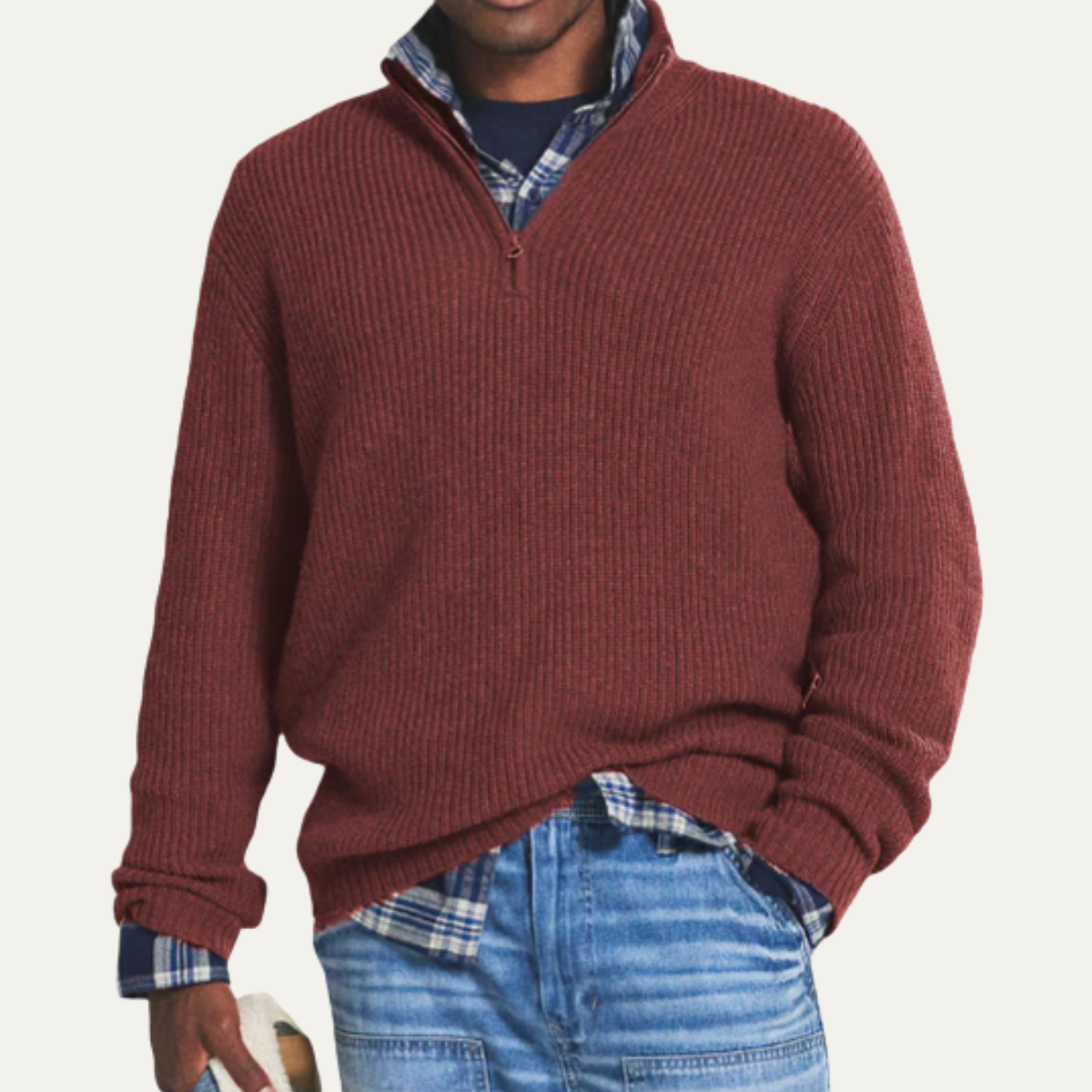 The Vicenza Men’s Soft Knit Cashmere Half Zip Sweater