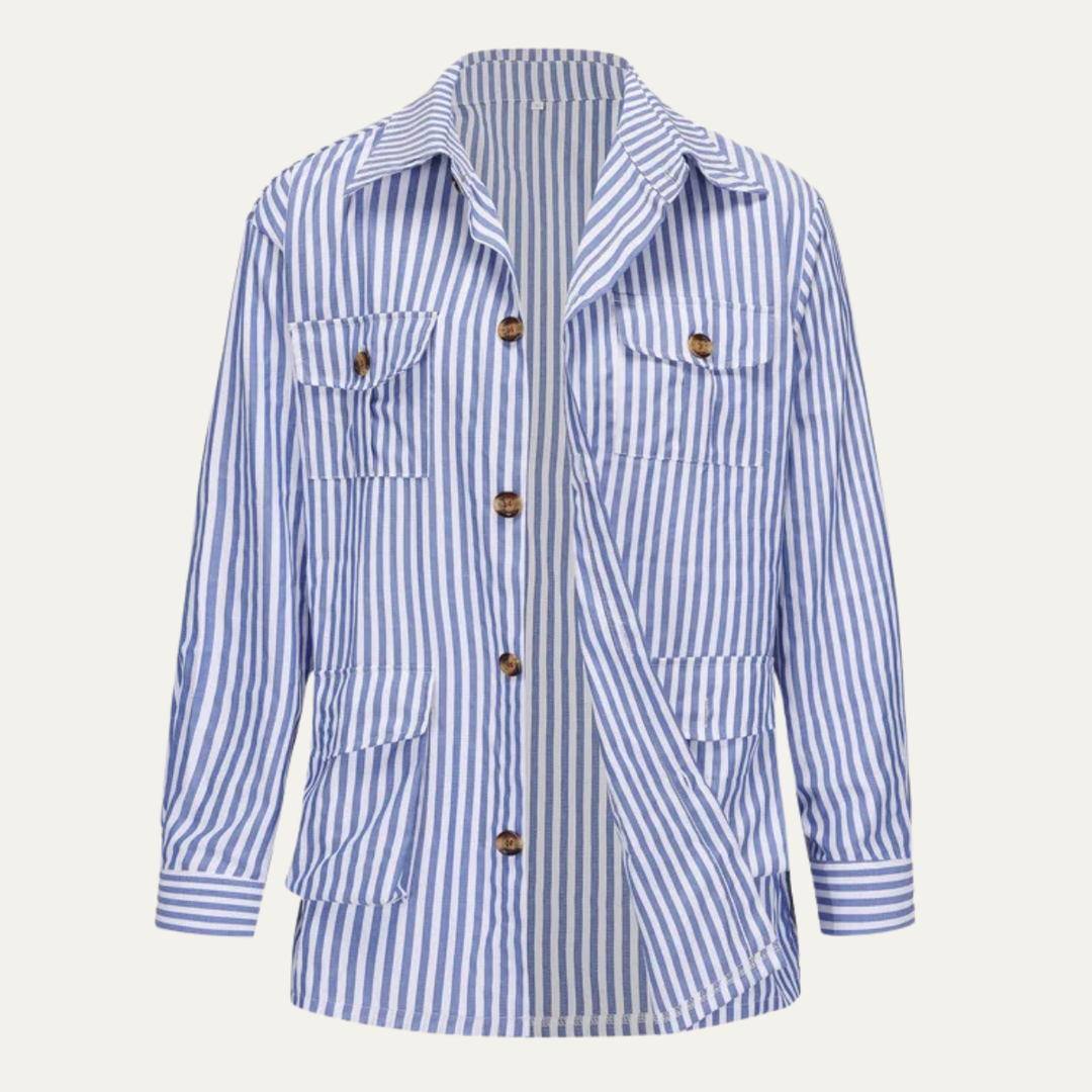 The Bramblewood Men’s Streetwear Striped Button Down Shirt with Pockets