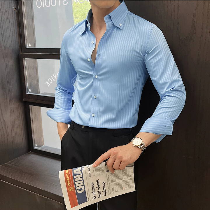 The Brookhaven Park Men’s Casual Striped Button Up Shirt