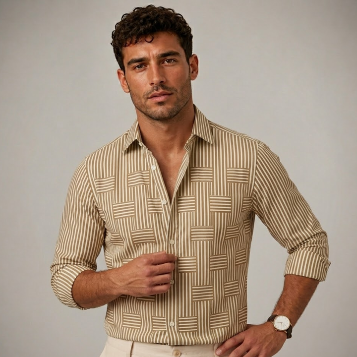 The Dunhill Men’s Lightweight Striped Wrinkle Resistant Shirt