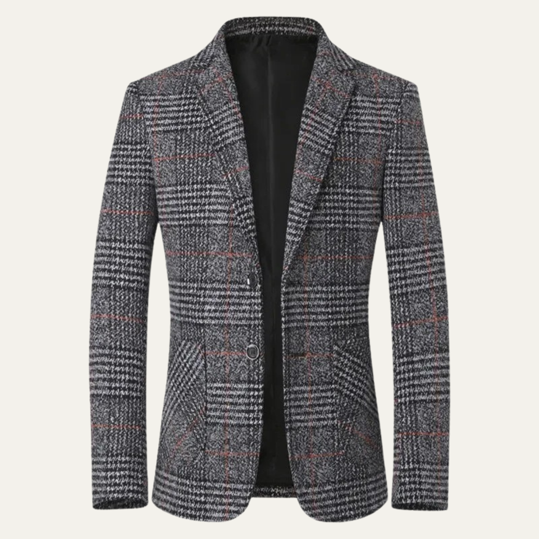 The Monopoli Men’s Slim Fit Check Plaid Tweed Blazer Suit - Wedding Guest
