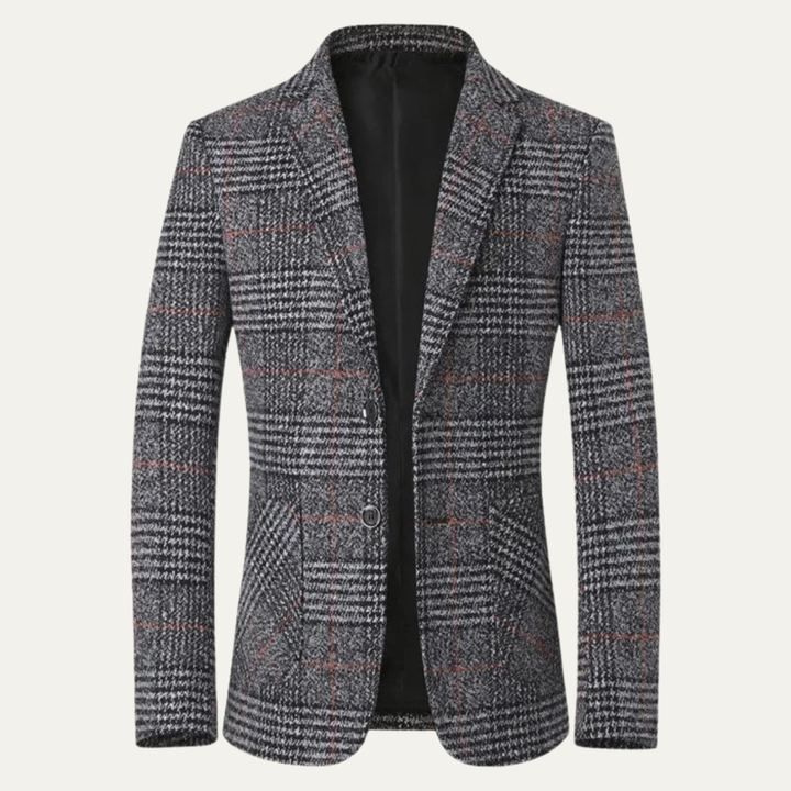 The Monopoli Men’s Slim Fit Check Plaid Tweed Blazer Suit - Wedding Guest