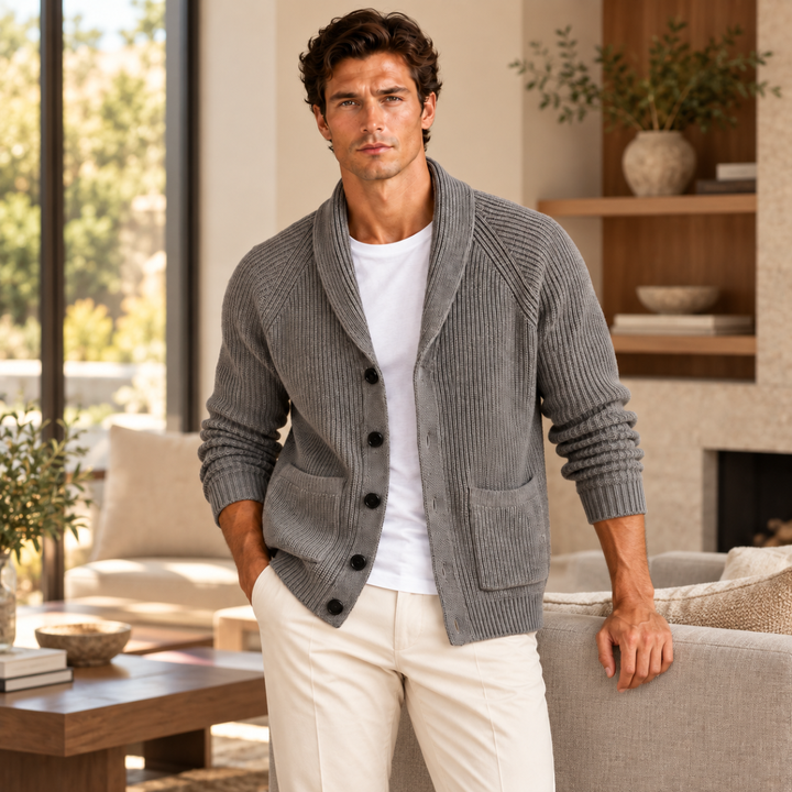 The Oxford Men’s Shawl Collar Knitted Button Up Cardigan