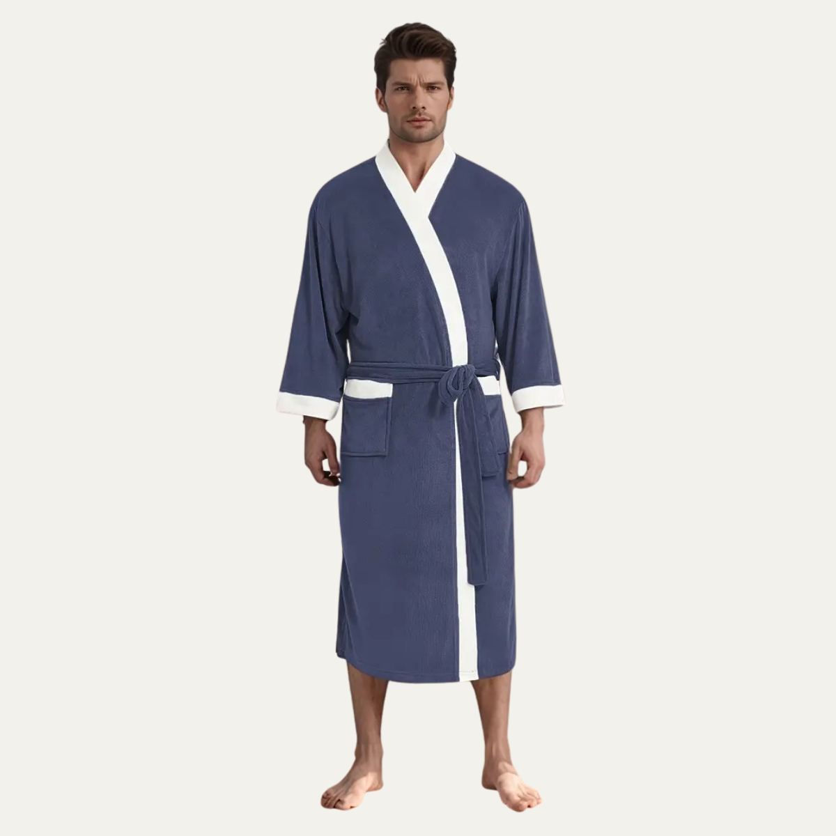 The Dulwich Men's Elegant Kimono Lightweight Spa Bathrobe with Belt