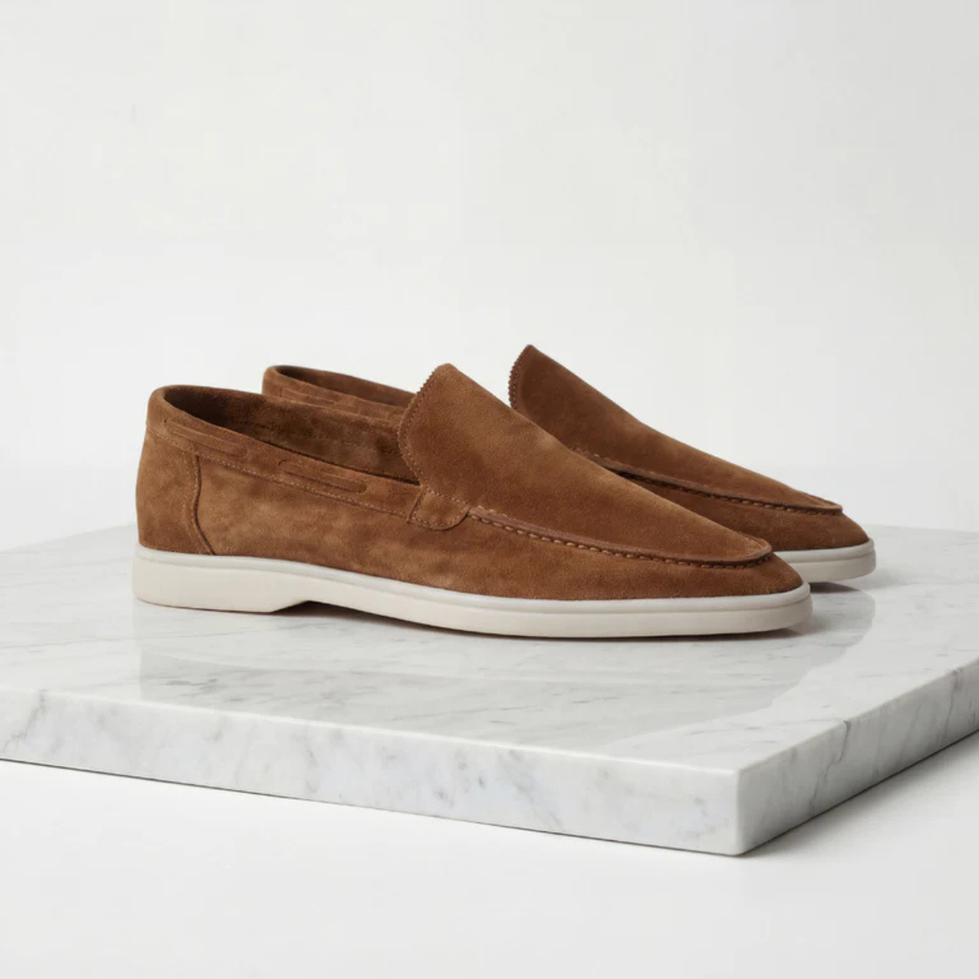 The Aldridge Men's Classic Suede Loafers with Slip On Design
