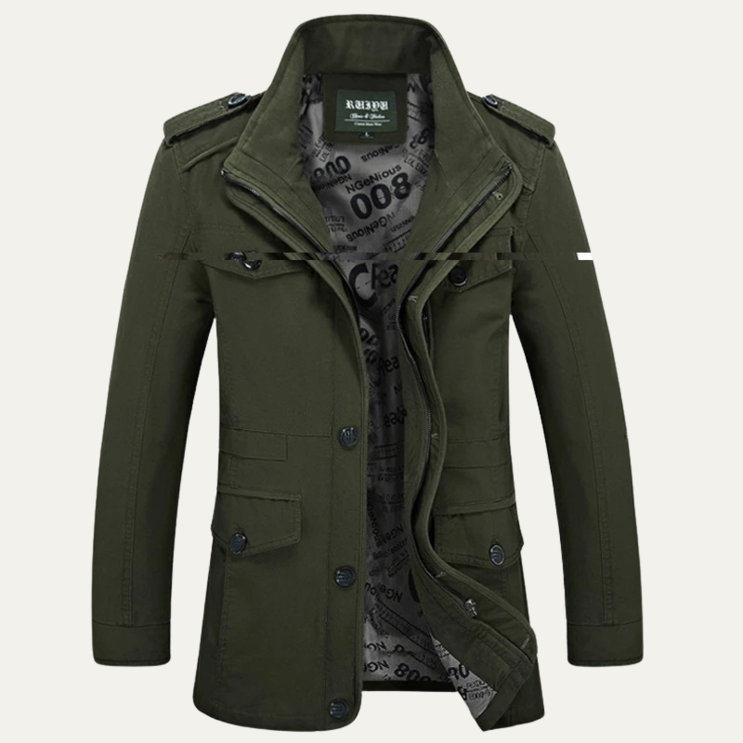 The Millbrook Mens Casual Trench Coat Long Military Jacket