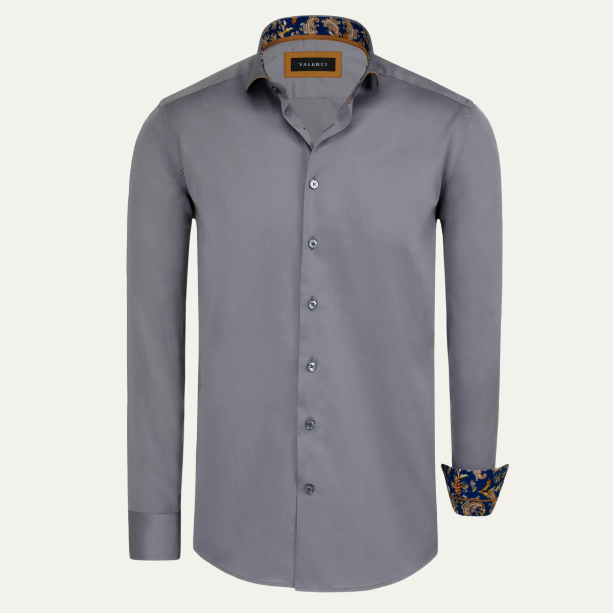 The Mayfair Men’s Tailored Cotton Satin Long Sleeve Dress Shirt - Gray