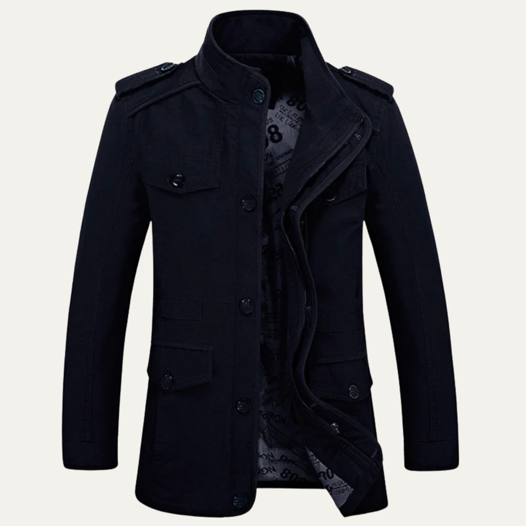 The Millbrook Mens Casual Trench Coat Long Military Jacket