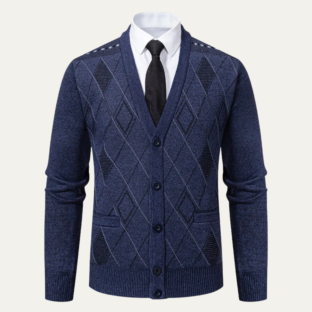The Rosendale Men’s Trendy V Neck Button Knit Cardigan