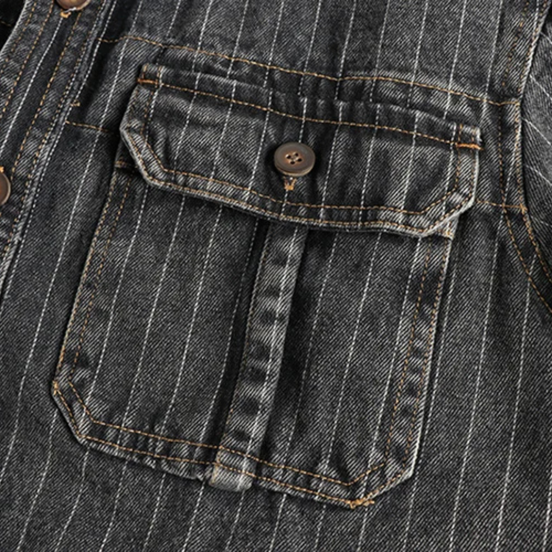 The Ridgecrest Hill Men’s Vintage Striped Denim Shirt