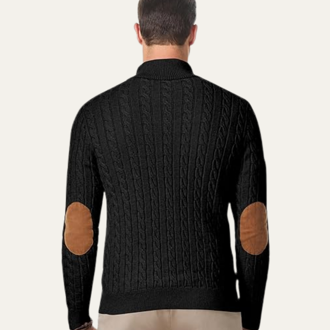 The Stamford Men's Cable Knit Collar Stand Sweater