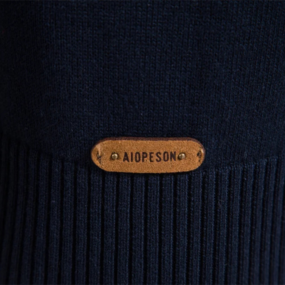The Terracina Men’s Patchwork Zip Mock Neck Sweater