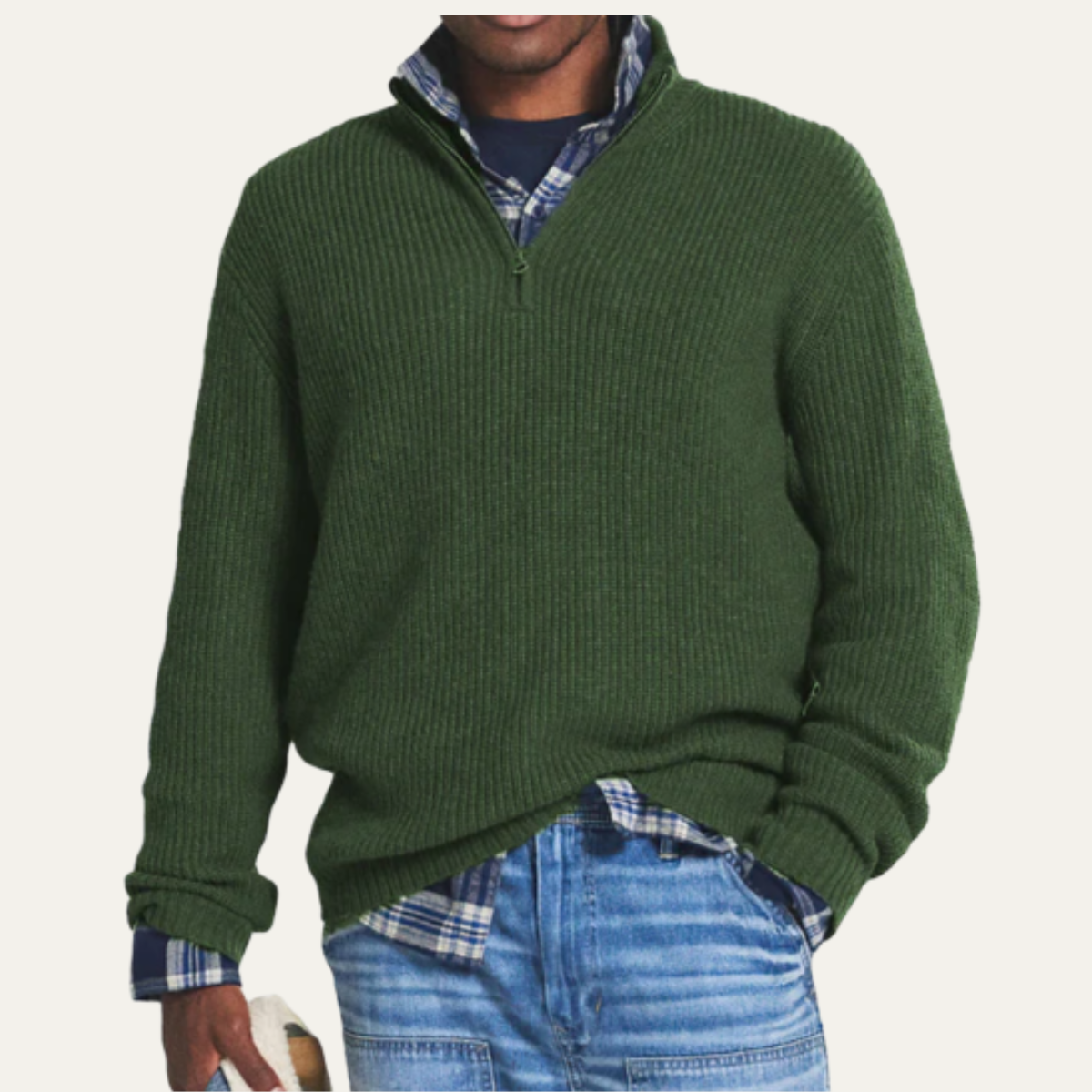 The Vicenza Men’s Soft Knit Cashmere Half Zip Sweater
