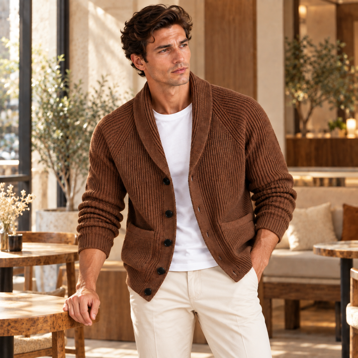 The Oxford Men’s Shawl Collar Knitted Button Up Cardigan