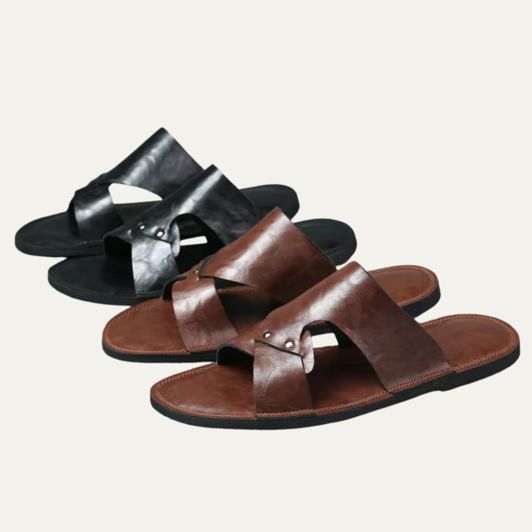 The Greenwich Men’s Leather Comfort Slide Sandals
