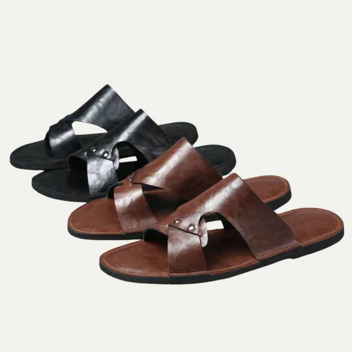 The Greenwich Men’s Leather Comfort Slide Sandals