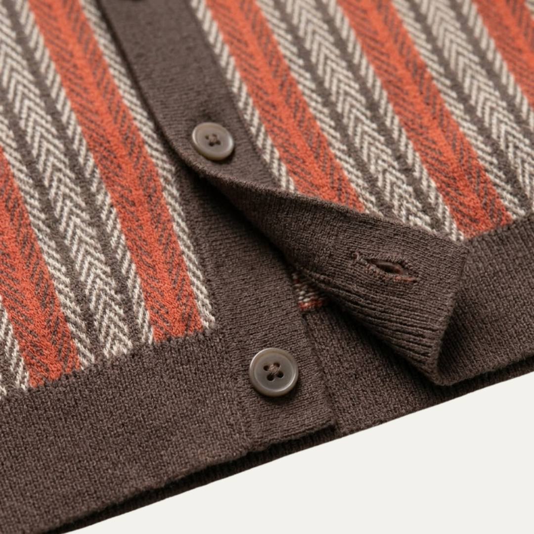 The Montalcino Men’s Retro Striped Knit Lightweight Polo Shirt