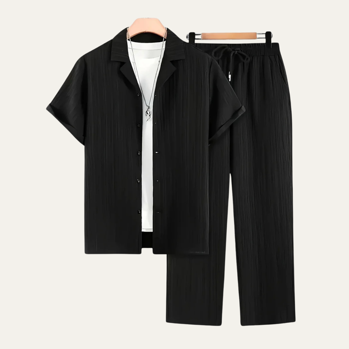 The Dervio Men’s Two Piece Set – Lightweight Button-Up Shirt & Relaxed Pants
