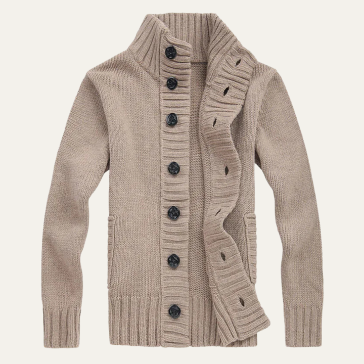 The Corsica Men’s Chunky Winter Button Up Knit High Neck Cardigan