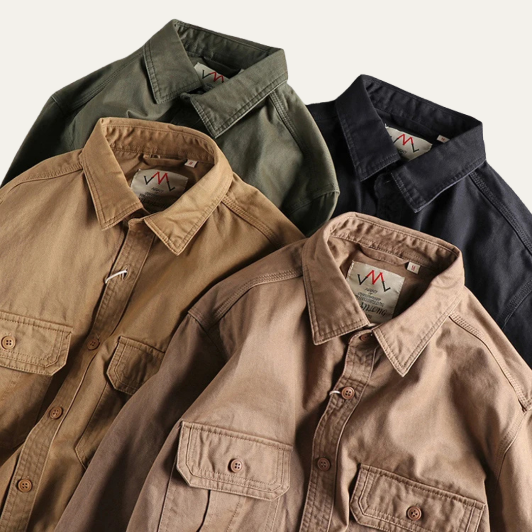 The Hillston Men’s Vintage Washed Utility Casual Shirt Jacket