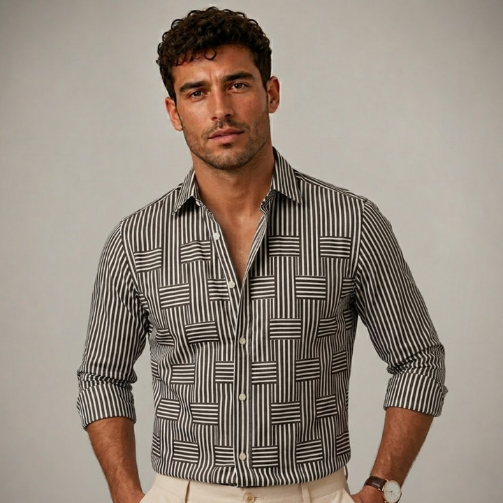 The Dunhill Men’s Lightweight Striped Wrinkle Resistant Shirt