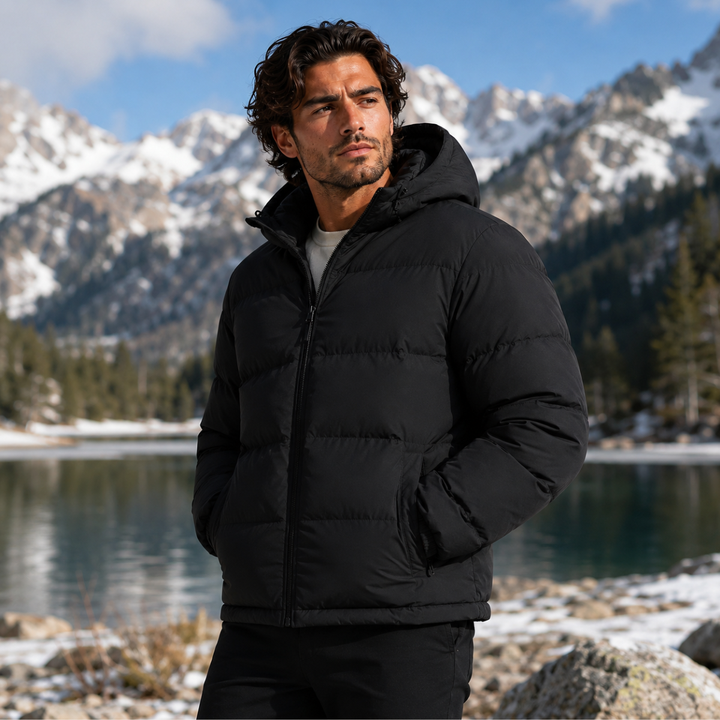Men's Hooded Puffer Jacket - Waterproof Down Winter Coat