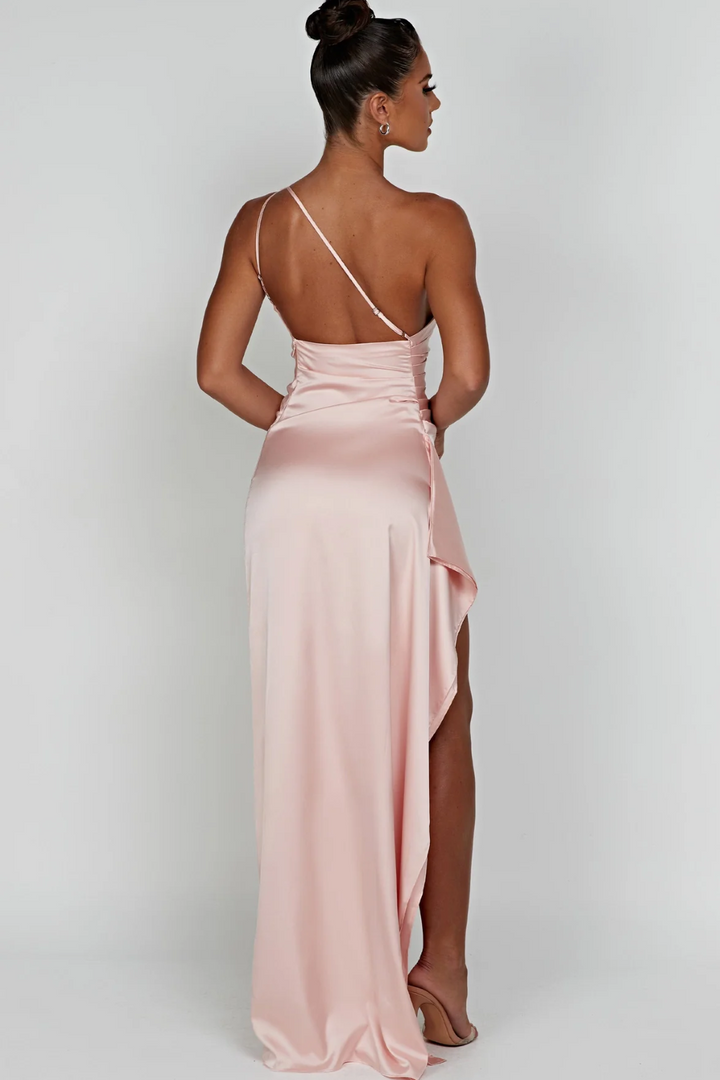 Women's Satin One Shoulder Maxi Dress