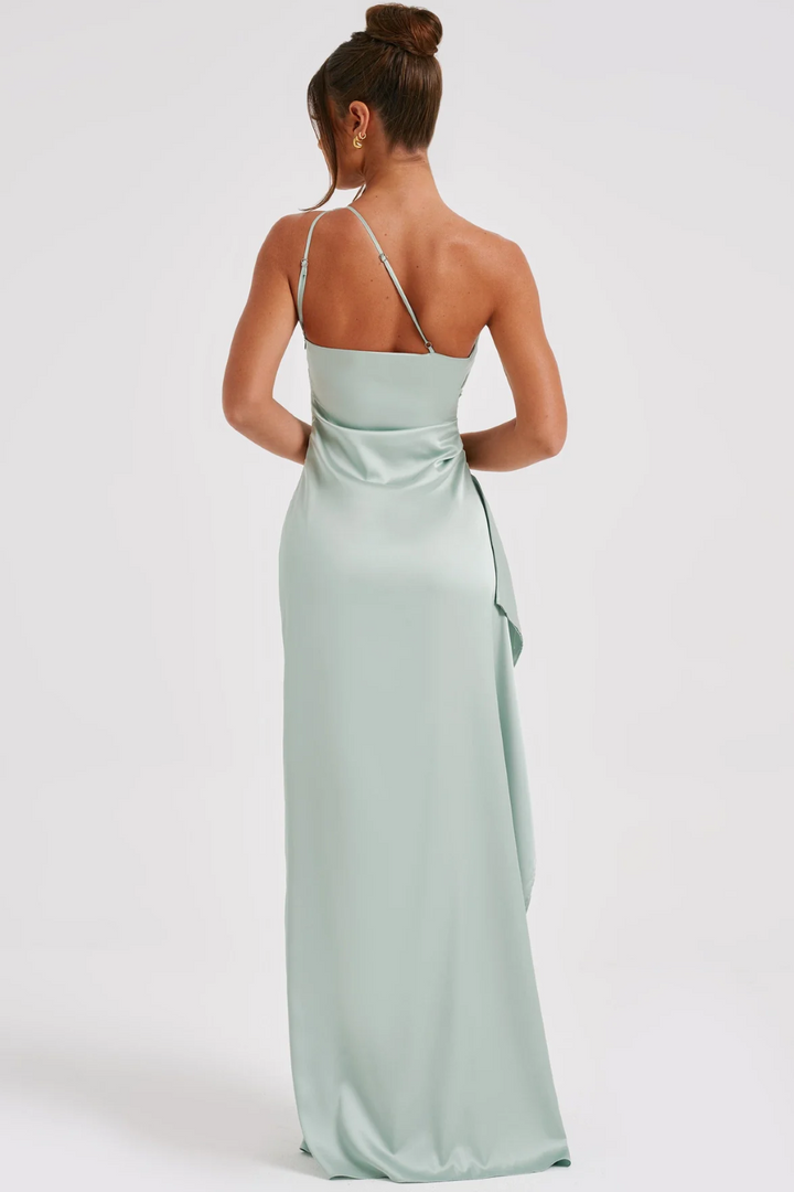 Women's Satin One Shoulder Maxi Dress