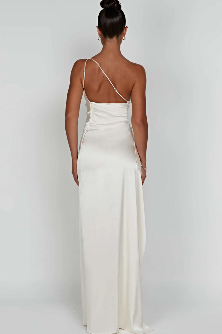 Women's Satin One Shoulder Maxi Dress