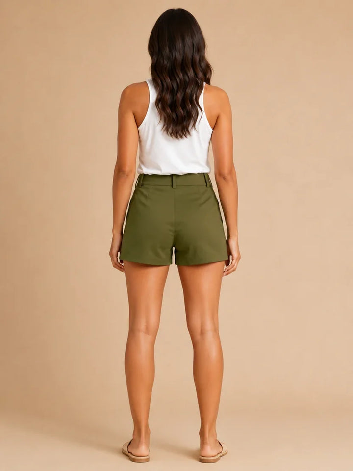 Women's Fitted High Waist Shorts with Double Button Detail