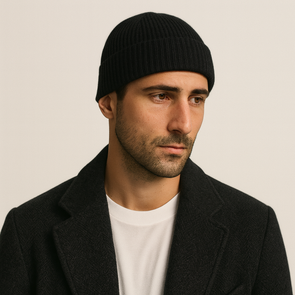 The Rockford Men's Soft Ribbed Knit Cashmere Beanie