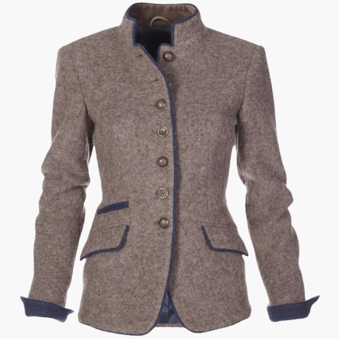 Women's Brown Lapel Blazer with Button Front