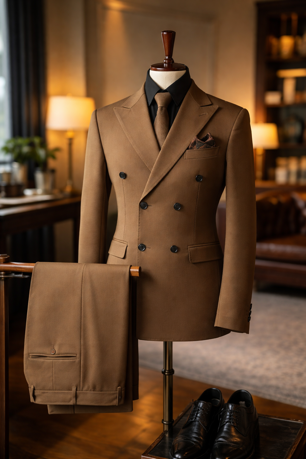 The Chelsea Men’s Brown Double Breasted Suit – Slim Fit Tailored 2 Piece Elegant Set