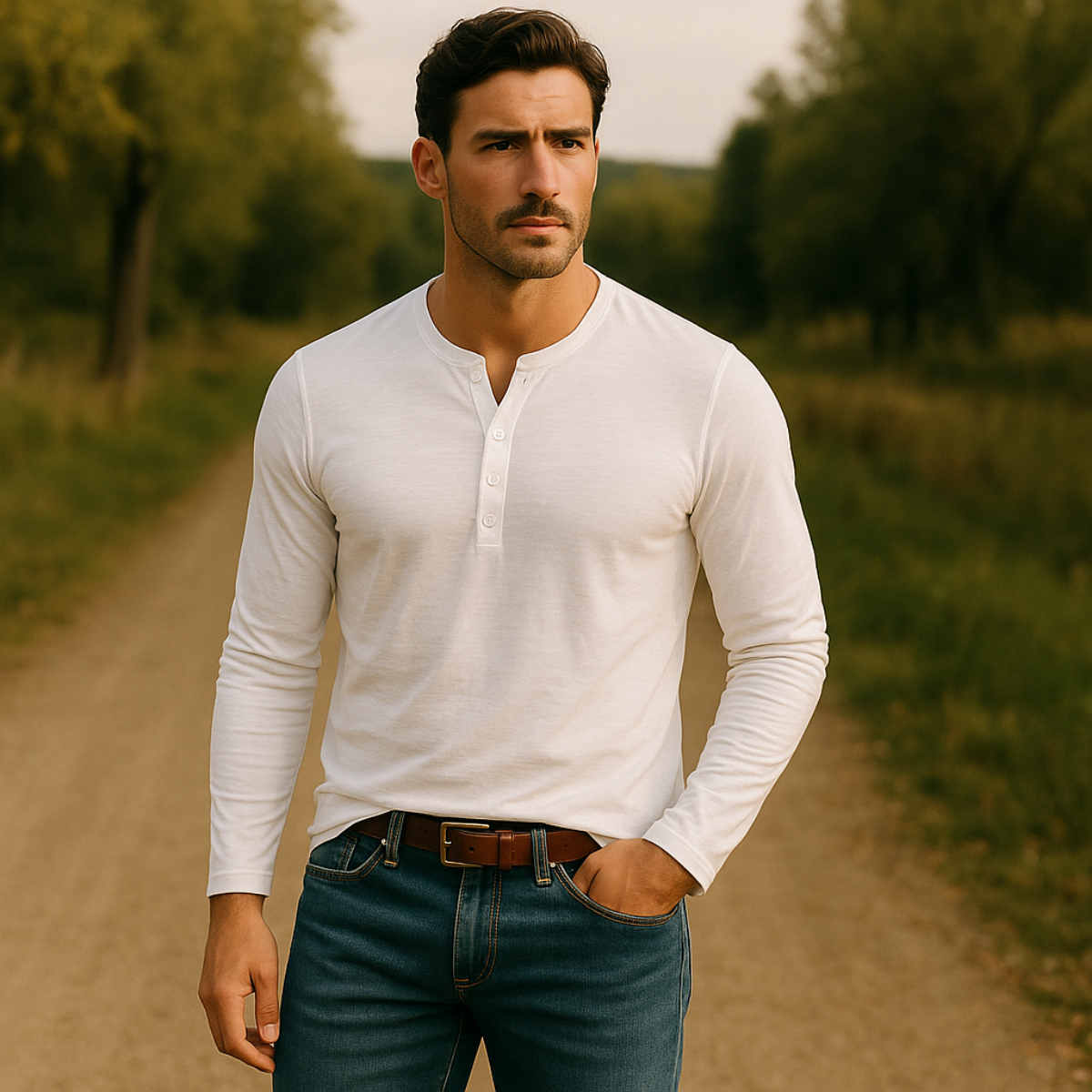 The Cromwell Long sleeve Cotton Polo for Men