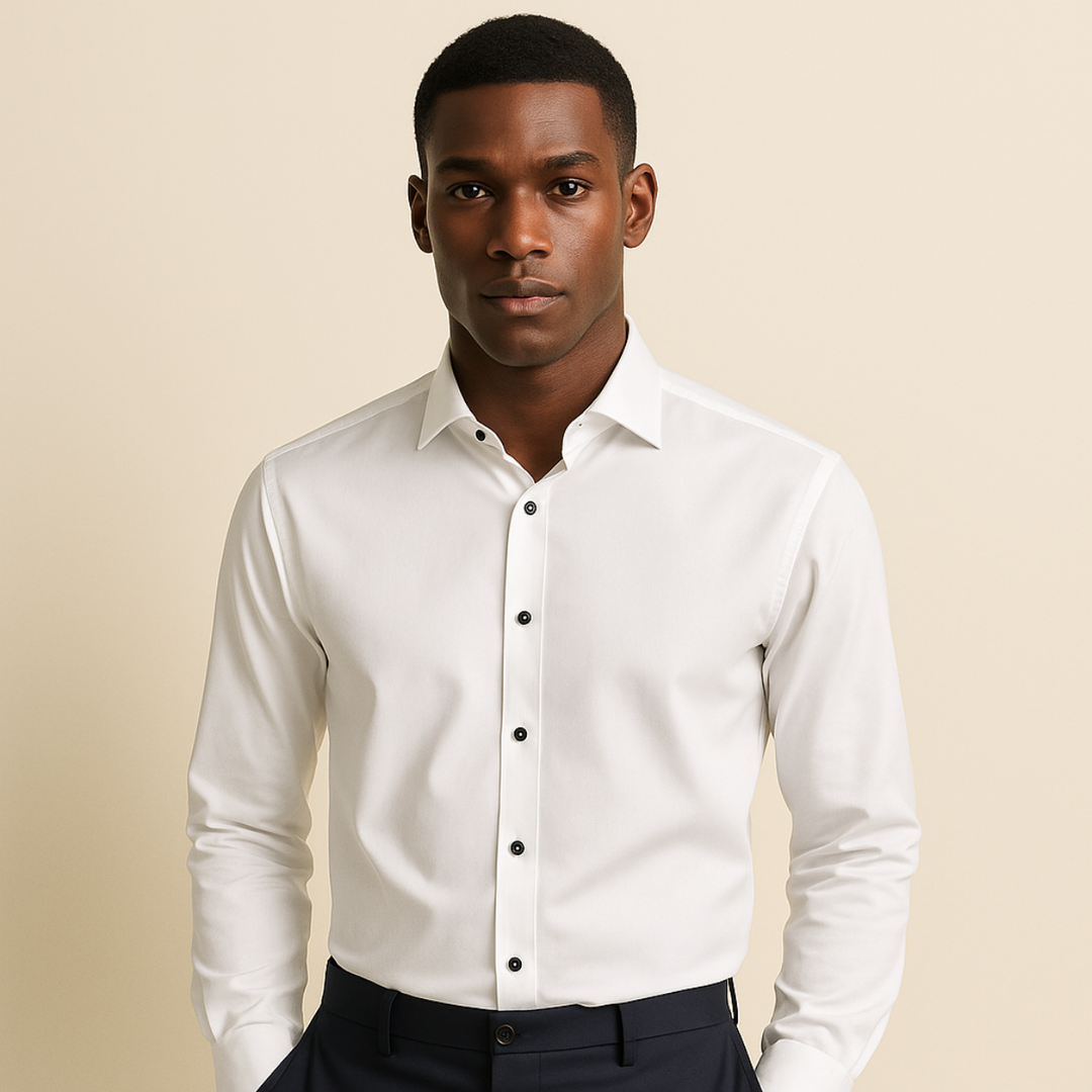 The Ashford Linen Shirt – Tailored Shirt with Contrast Buttons for Men