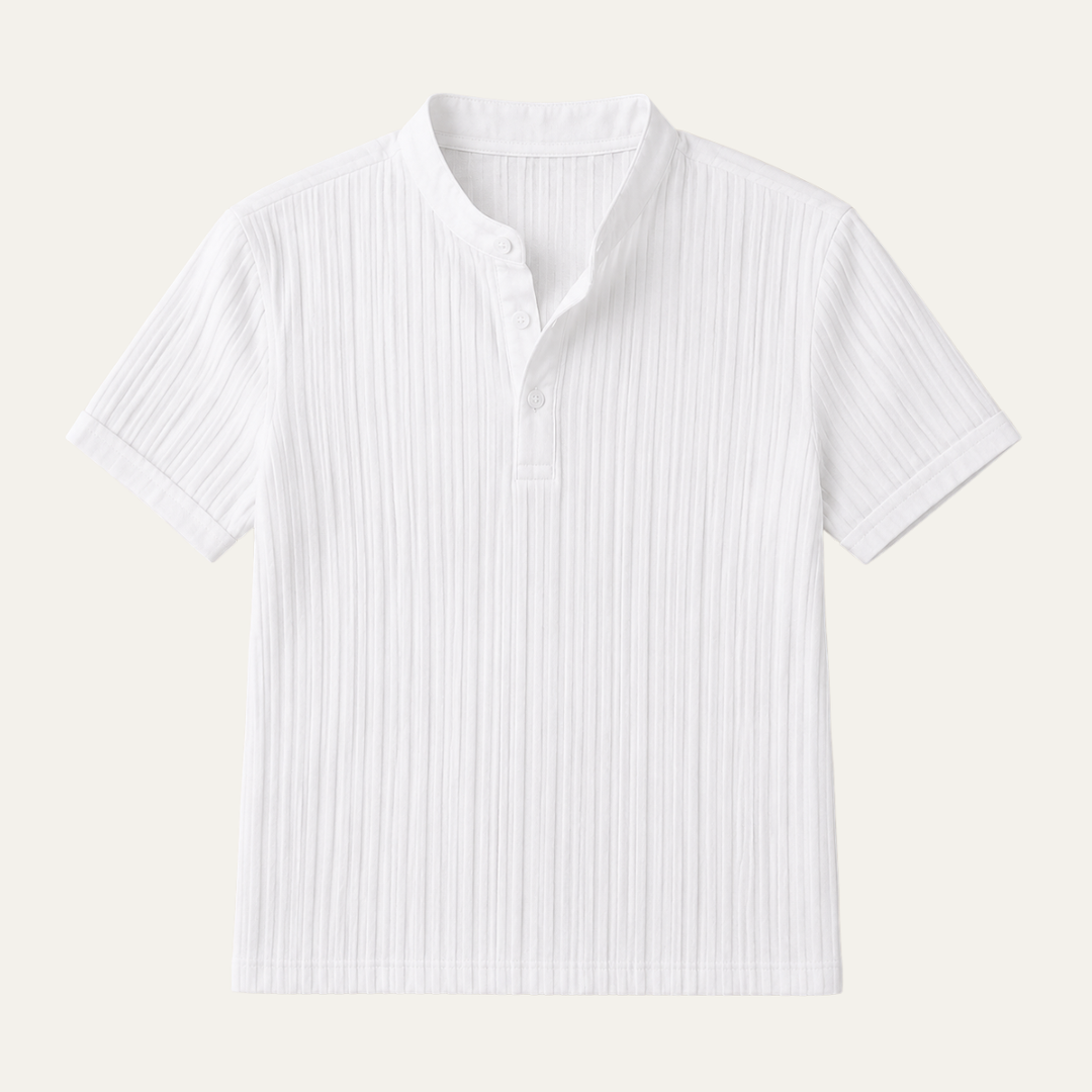 The Bentonville Men's Ribbed Stand Collar Polo Shirt