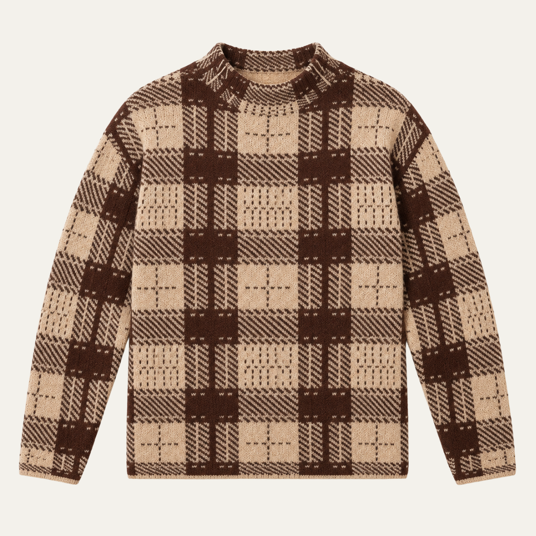 Women’s Plaid Mock Neck Knit Sweater