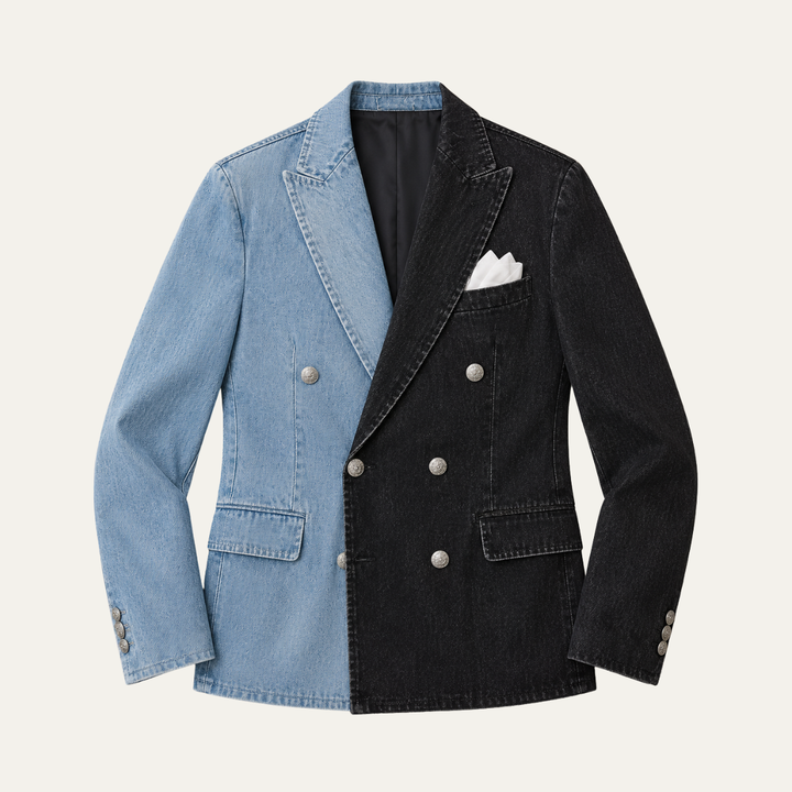 The Oakwell Men’s Double Breasted Denim Blazer Jacket