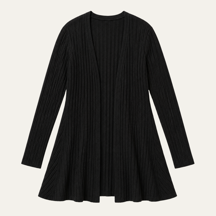 Women's Open Front Cardigan with Ruffle Hem