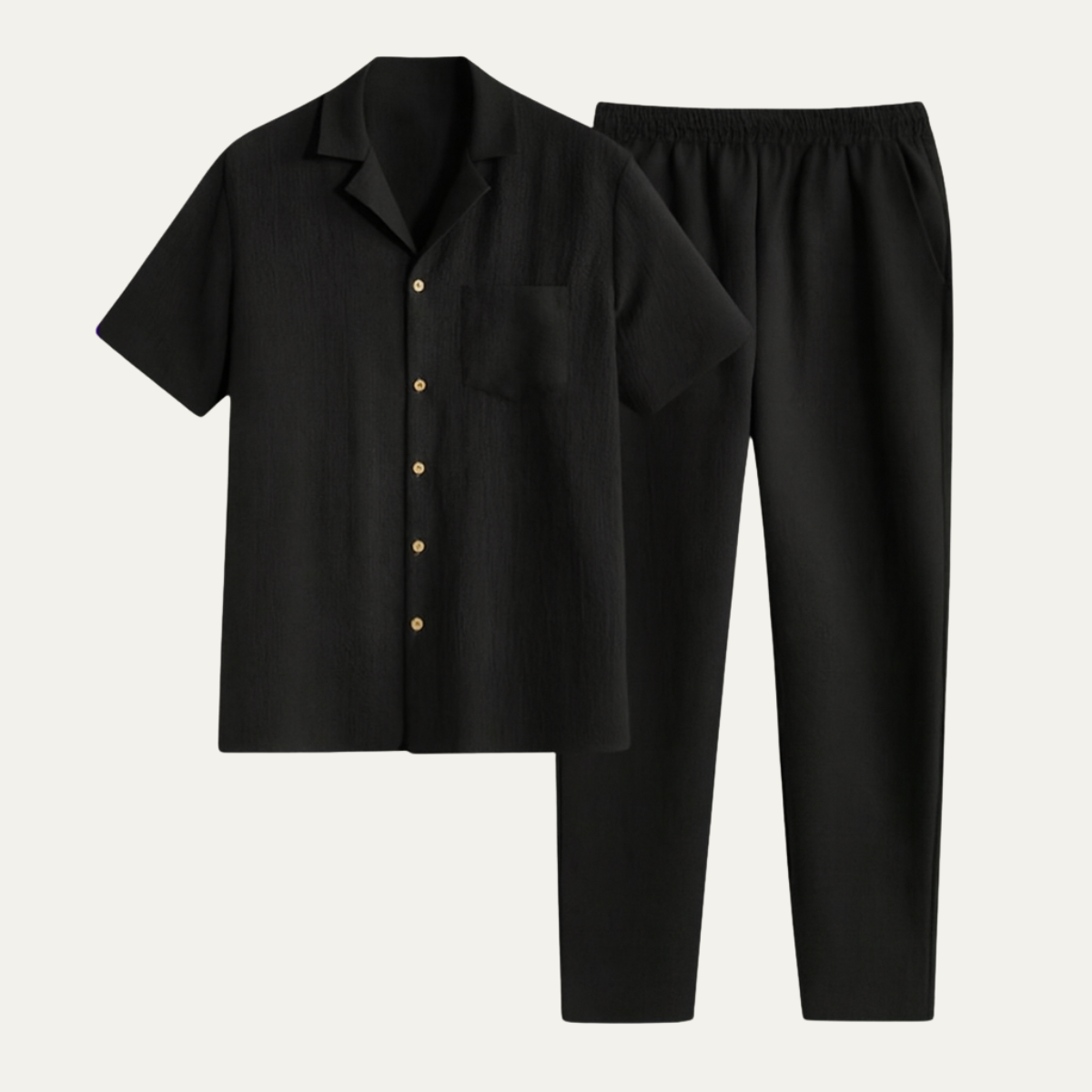 The Bordeaux Men’s Short Sleeve Button Shirt & Elastic Waist Pants – Relaxed Beach Outfit