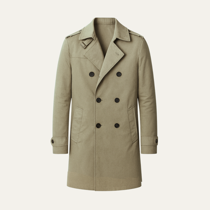 Men's Trench Coat Beige Single Breasted Notched Collar