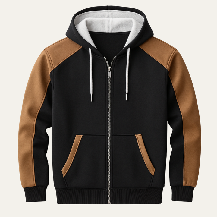 The Monterosso Men's Color Blocked Zipper Pocket Hooded Jacket