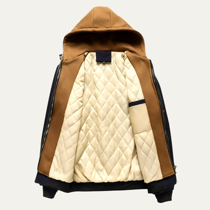 The Recco Men’s Warm Zip Quilted Hoodie Jacket with Fleece Lining